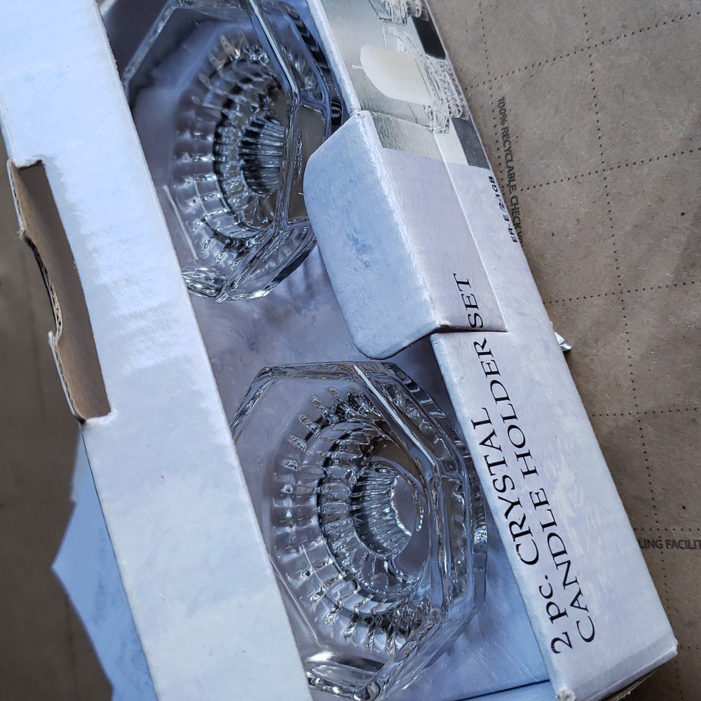 KIG group Malaysia crystal candle holder set new old stock